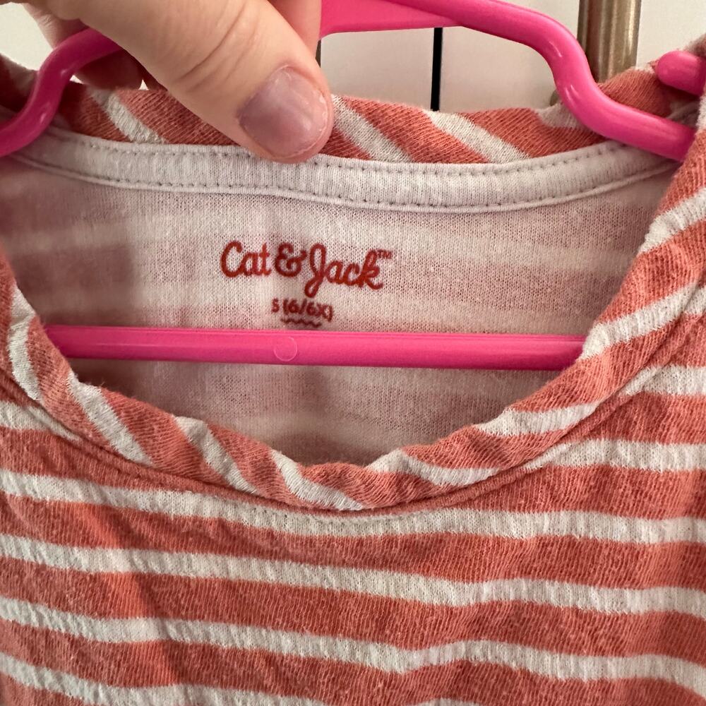 Cat & Jack Girls' Orange Striped Dress - Size Small - Picture 4 of 4